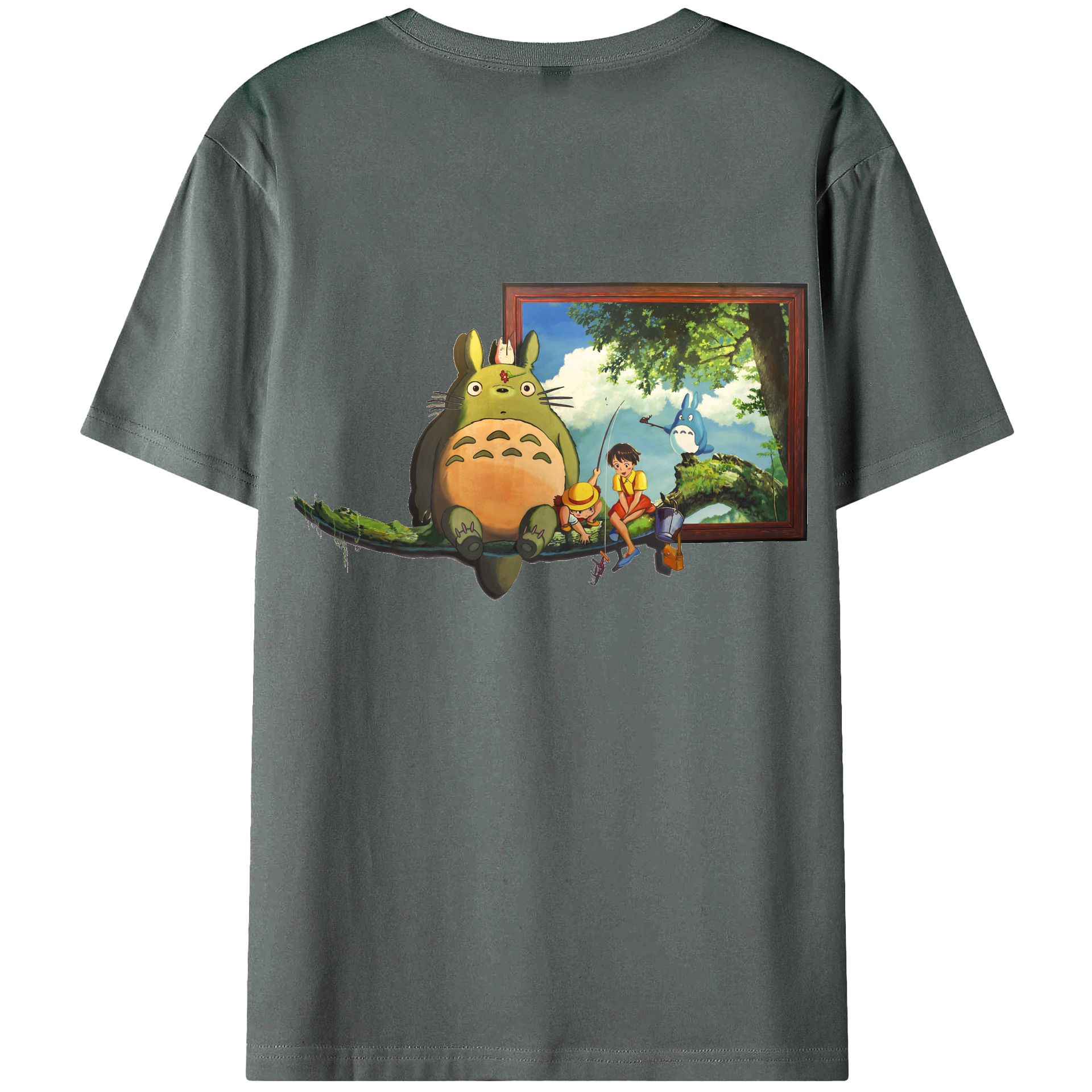 （画像用） となりのトトロ 草壁メイ 草壁サツキ My Neighbor Totoro Satsuki Kusakabe Mei Kusakabe 綿100％ メンズ半袖Tシャツ（バックプリント） 通気性
